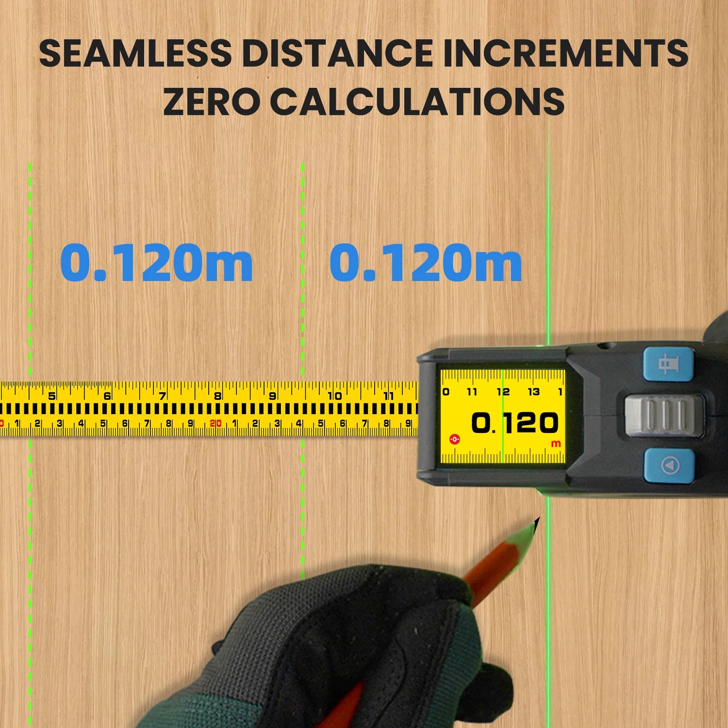 Rechargeable Laser Distance Meter 100m Range with Bluetooth Green Laser Guide and 2600mAh Battery