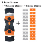 Heavy Duty 2-in-1 Razor Scraper Cleaning Tool with Replaceable Plastic and Steel Blades for Glass and Windows