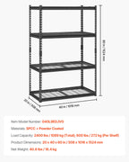Heavy Duty 4 Tier Storage Shelves Adjustable Metal Garage Rack 2400lbs Capacity