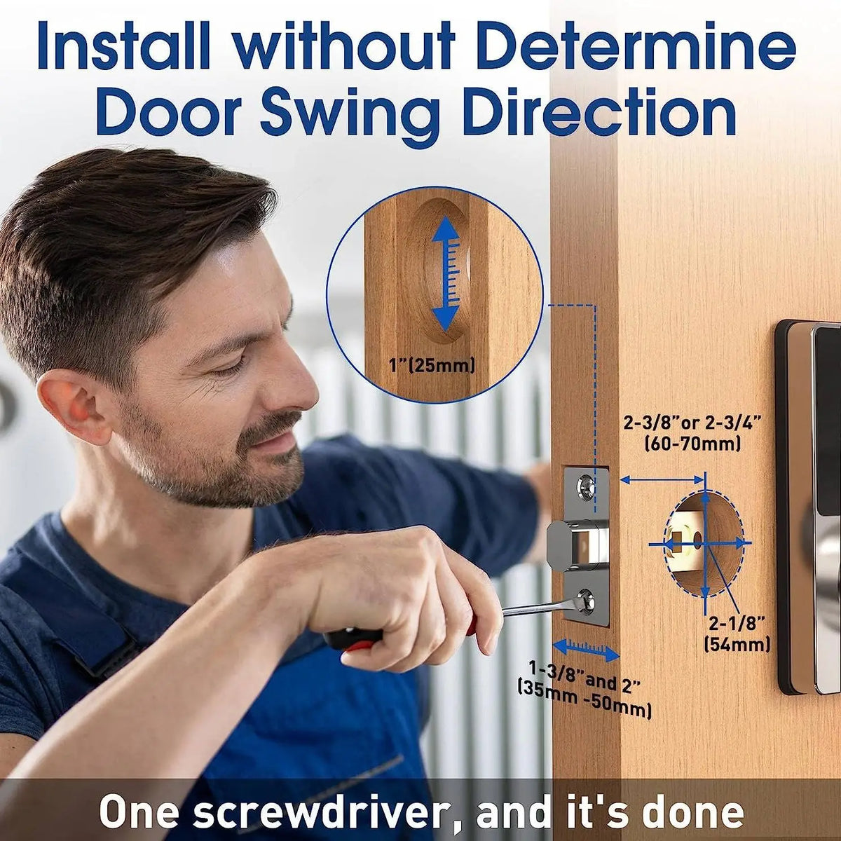 Electronic Door Lock with Touchscreen Keypad 50 User Codes Auto Lock and Mechanical Keys