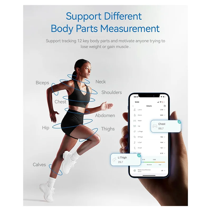 Smart Bluetooth Body Measuring Tape with LED Display, Rechargeable Digital Body Measurement Tool