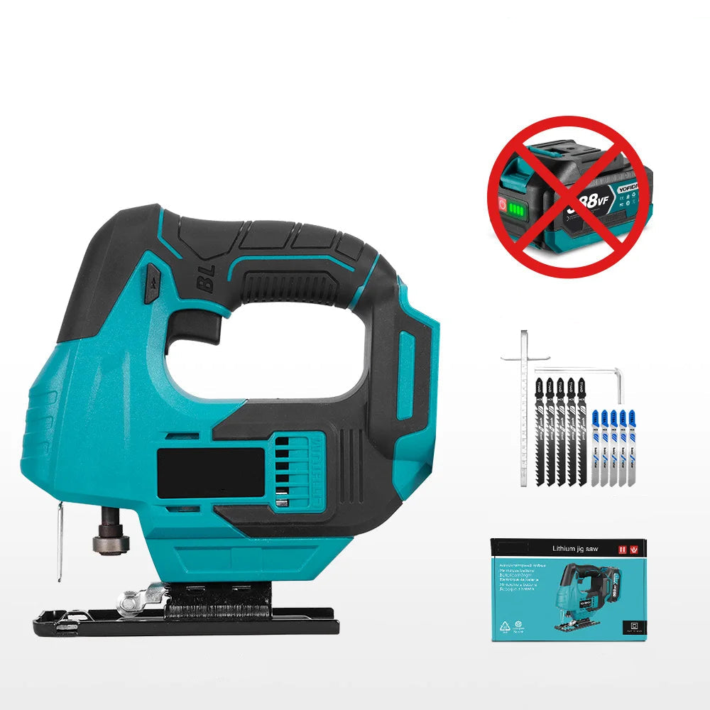 Cordless Brushless Jig Saw 900W Variable Speed Wood Cutting Tool with Laser Guide and LED Light