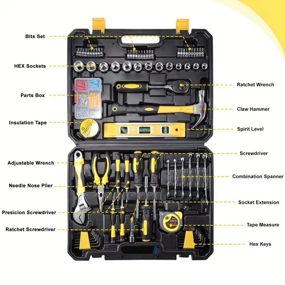 108-Piece Heavy Duty Household Tool Set with Ratchet, Sockets and Portable Carry Case