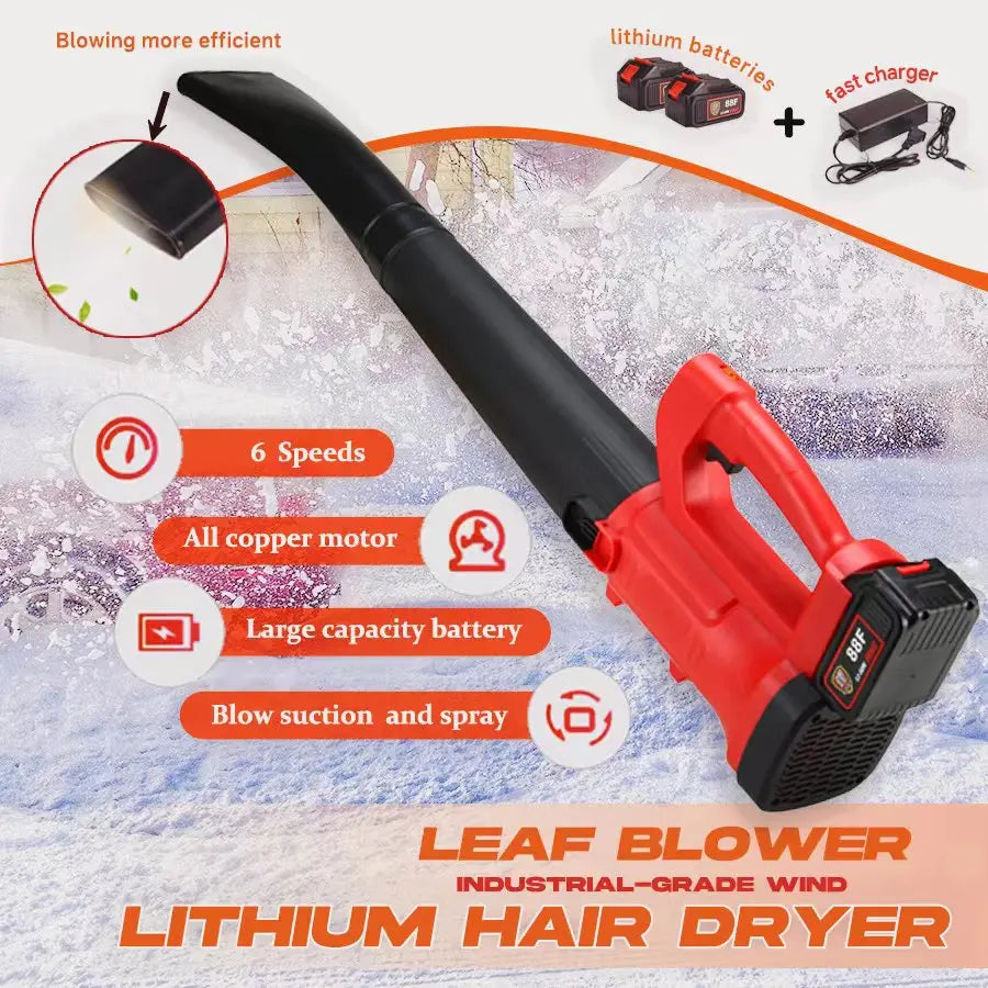 Cordless Leaf Blower 21V 6-Speed 18000RPM Handheld Garden Cleaner with Battery and Charger