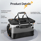 Foldable Fishing Bait Bucket with Lid, Carry Handles and Accessory Compartments