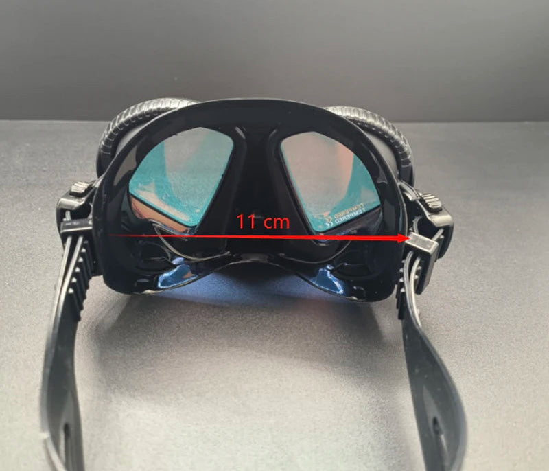 Low Volume Scuba Diving Mask with Mirrored Tempered Glass Lens Camera Mount and Zipper Case