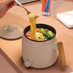 Portable Electric Hot Pot Cooker 1.2L with Steamer Dual Power 180W 350W for Noodles Soup Rice