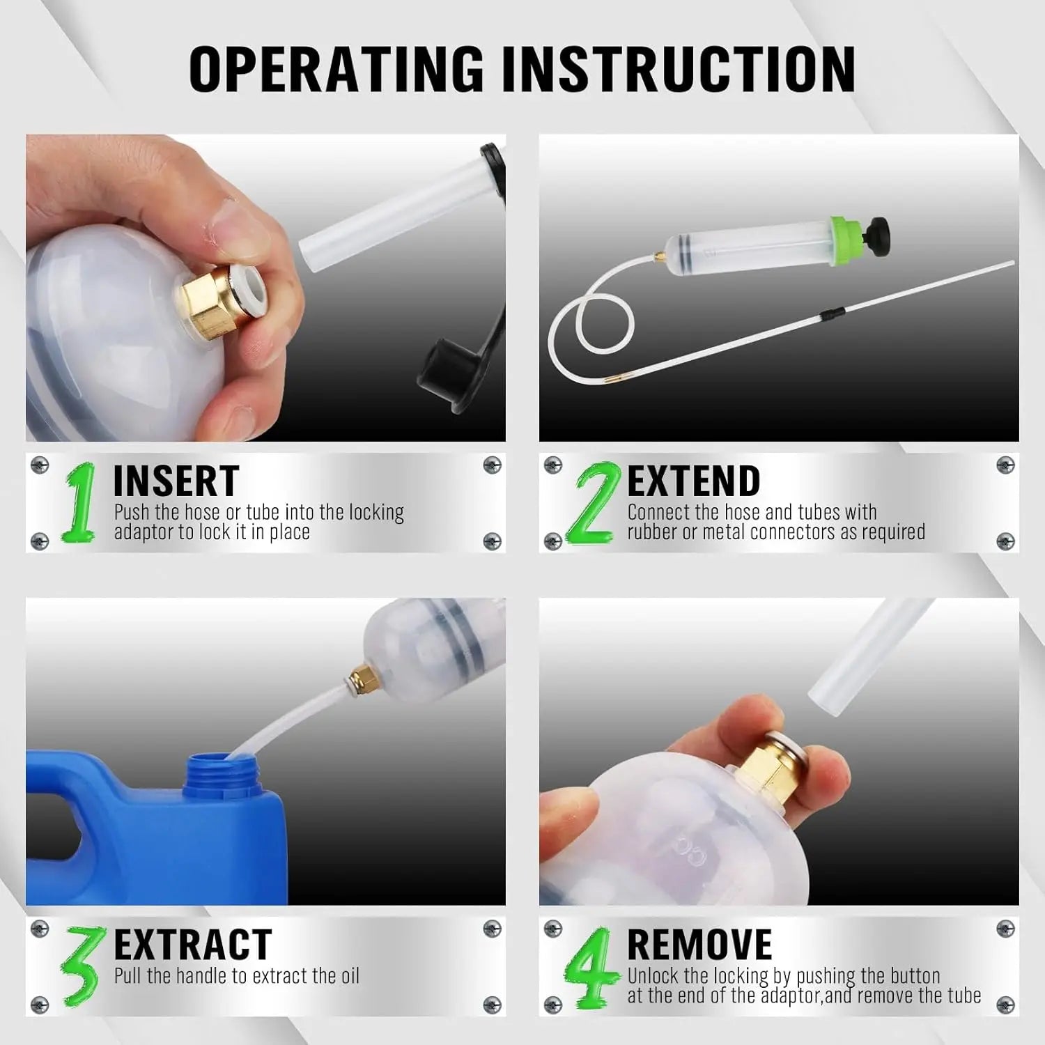Fluid Extractor Pump 500cc Heavy Duty Manual Oil Transfer Syringe with Hose and Extension Tubes