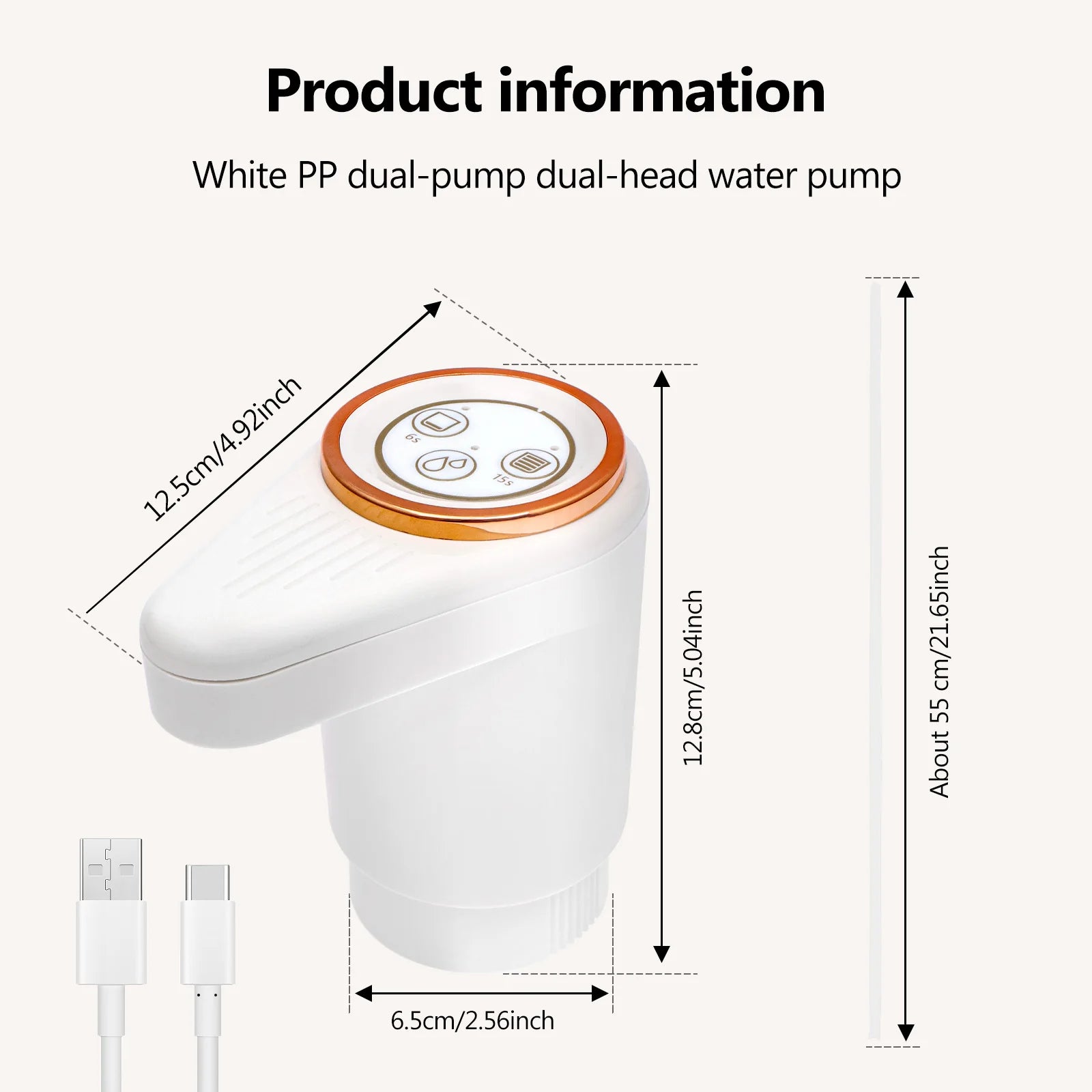 Rechargeable Automatic Water Dispenser Pump for 2-5 Gallon Bottles with Dual Pump USB Charging