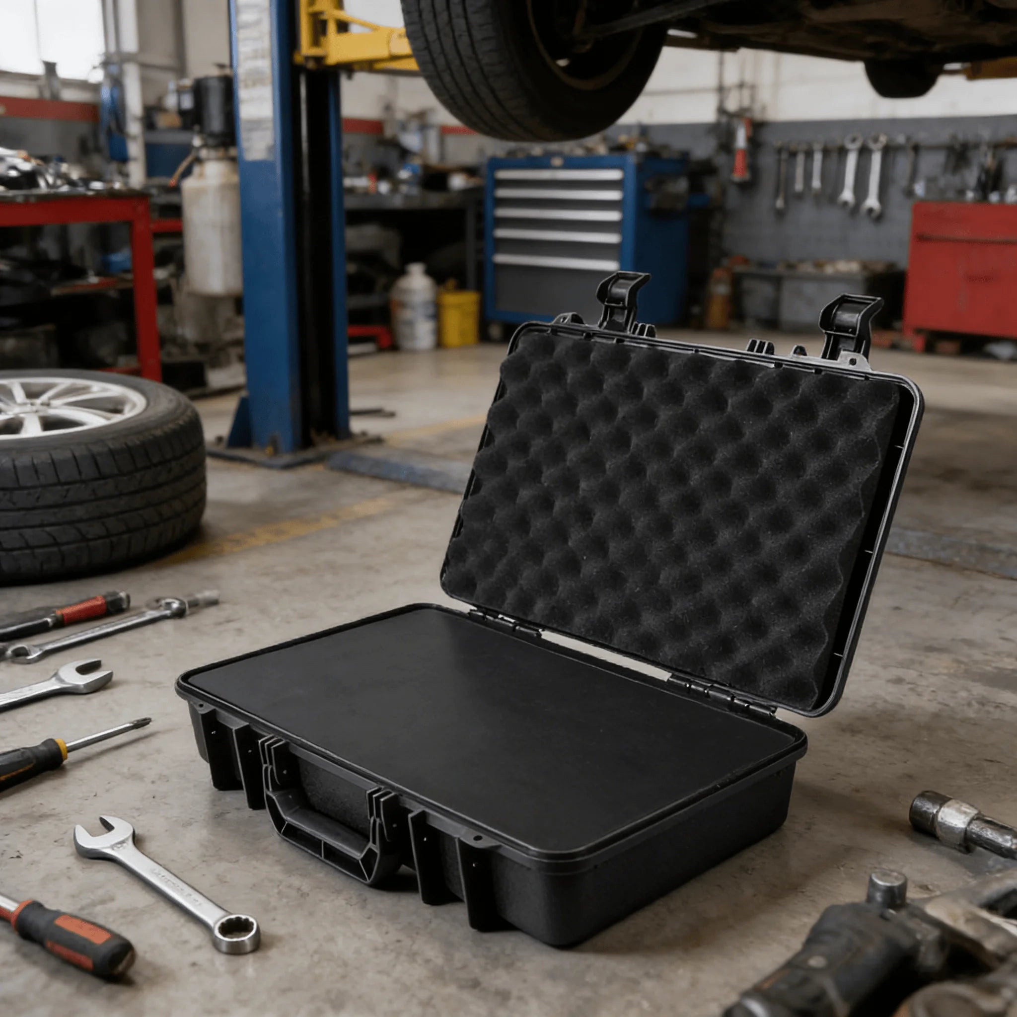 Heavy-Duty Portable Storage Case with Foam Padding, Shockproof and Water-Resistant for Repair Tools