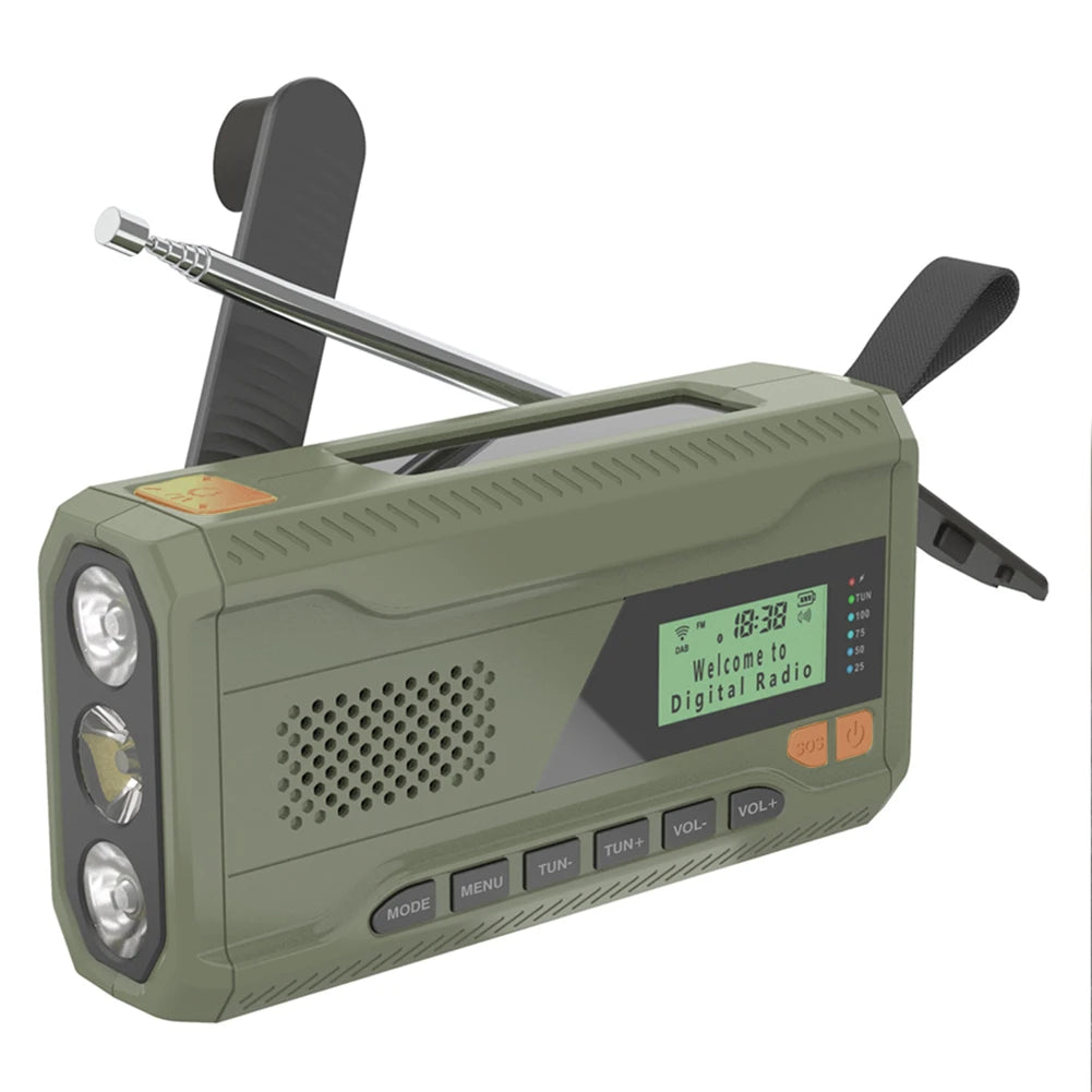 Portable DAB+Digital Radio Rechargeable FM Radio with Flashlight BT Speaker Solar Radio Emergency Weather Radio for Camping Storm