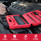 64 Piece 1/4" Drive Socket Wrench & Bit Set with Deep and Shallow Sockets Cr-V Steel Tool Kit