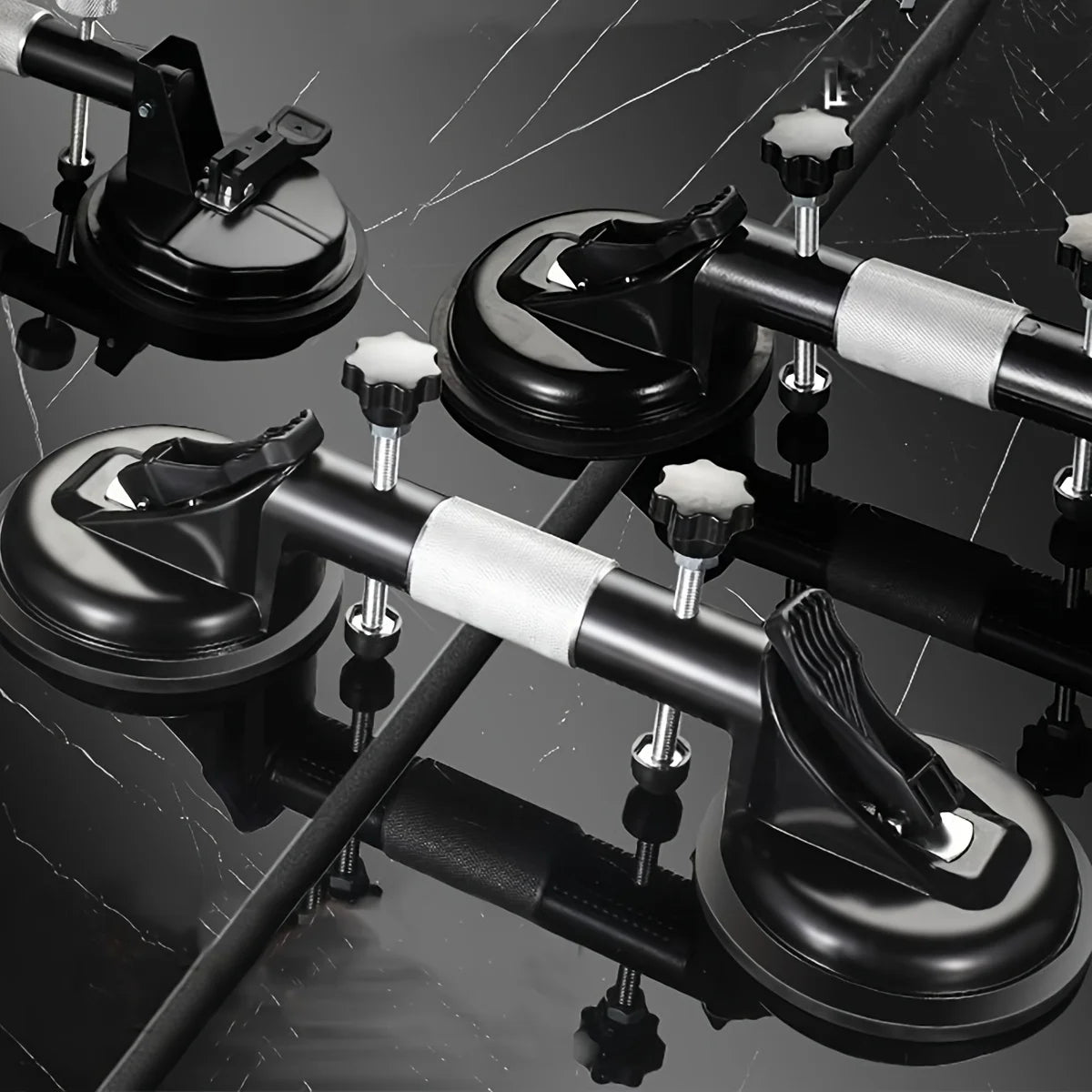 Portable Aluminum Alloy Dual Suction Cup Glass Lifter 41cm for Tile Mirror and Panel Handling
