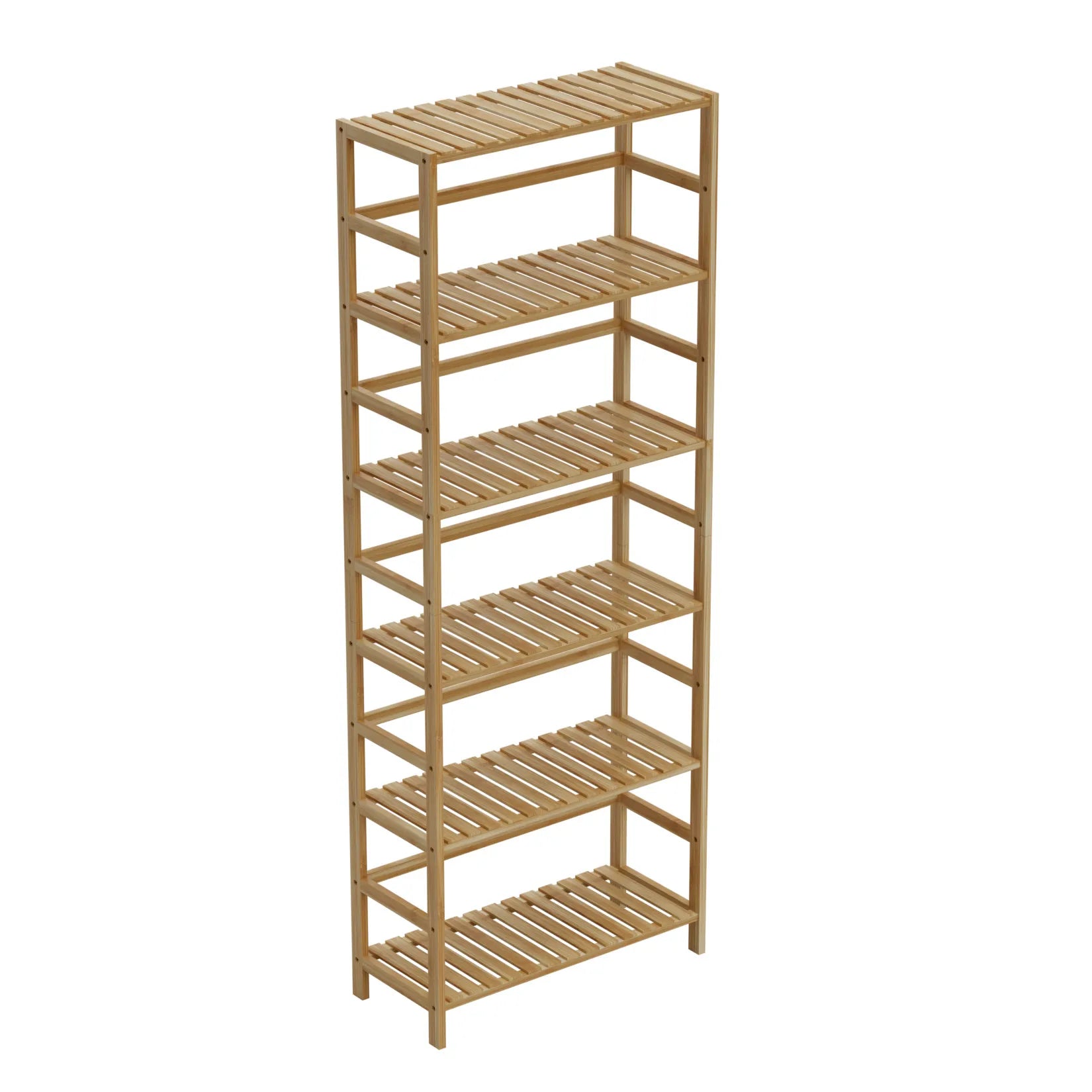 Bamboo 6 Tier Storage Shelf Tall Freestanding Rack for Books Plants and Bathroom