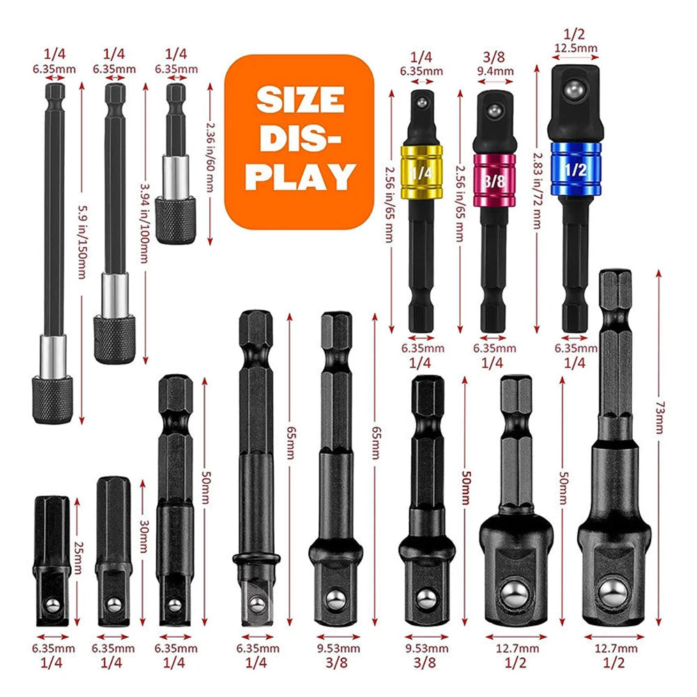 Flexible Drill Bit Extension Shaft Set 32 Piece Socket Adapter and Bit Holder Kit for Power Drills