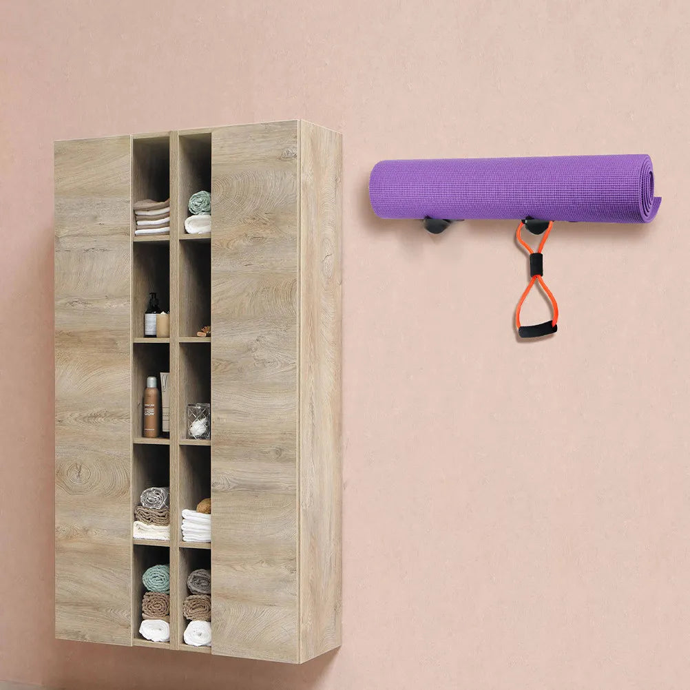 2-Piece Wall Mounted Yoga Mat Rack Acrylic Exercise Mat and Fitness Accessory Storage Organizer