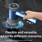 Cordless Electric Spin Cleaning Brush with LED Display, 5 Replaceable Heads, 3 Speed Adjustable Kitchen Bathroom Scrubber