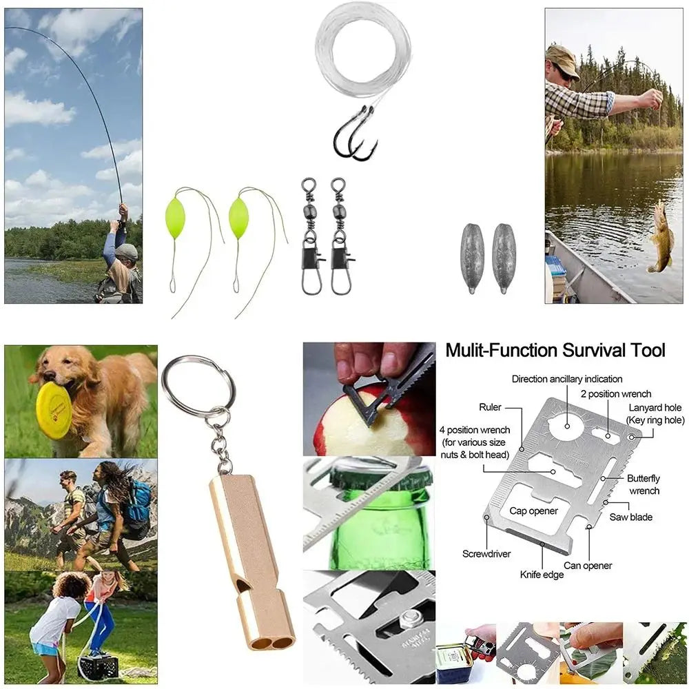 Professional Outdoor Survival Kit with First Aid, Multi-Tool, and Tactical Gear for Camping and Adventure