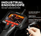 360 Articulating Borescope 1080P 6mm 4.5inch LCD Monitor Industrial Inspection Camera Diesel Engine Inspection Pipeline Aviation
