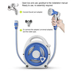 Portable Garden Hose Reel 15m with Spray Nozzle Compact Watering Hose Set