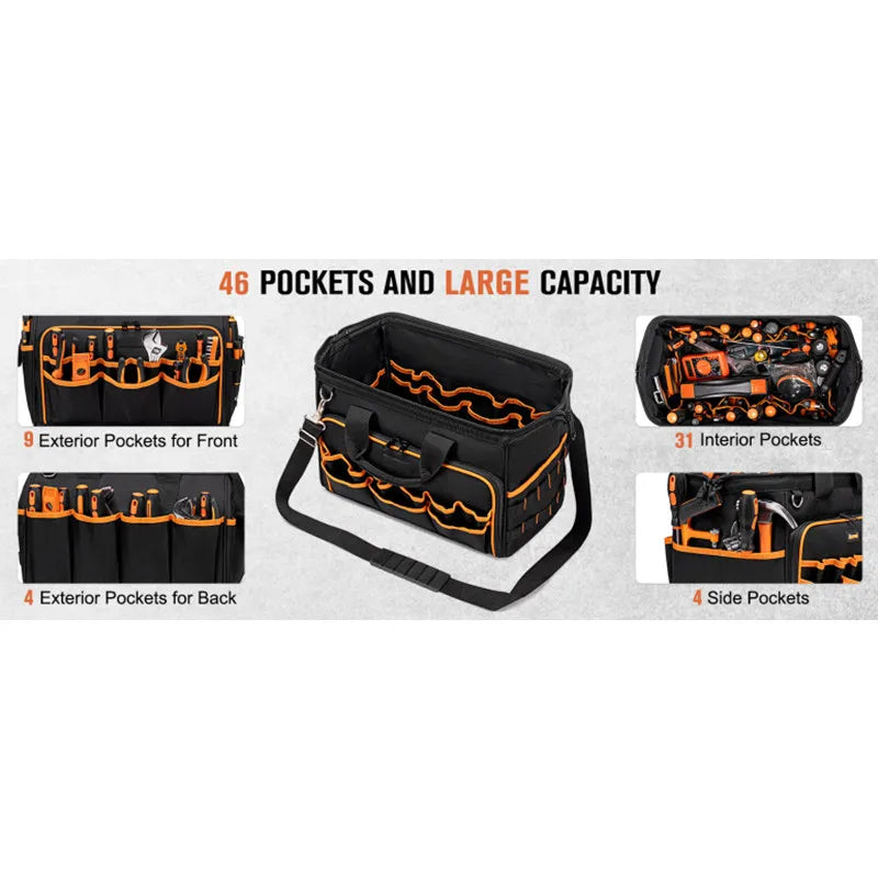 Heavy Duty Tool Caddy Organizer Bag with Multi Pocket Storage for Workshop and Electrician Tools