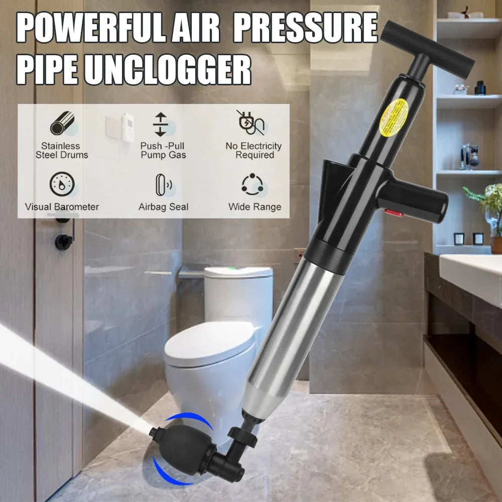 Manual Air Pressure Drain Cleaner Portable Toilet and Sink Unclogger Pump Tool
