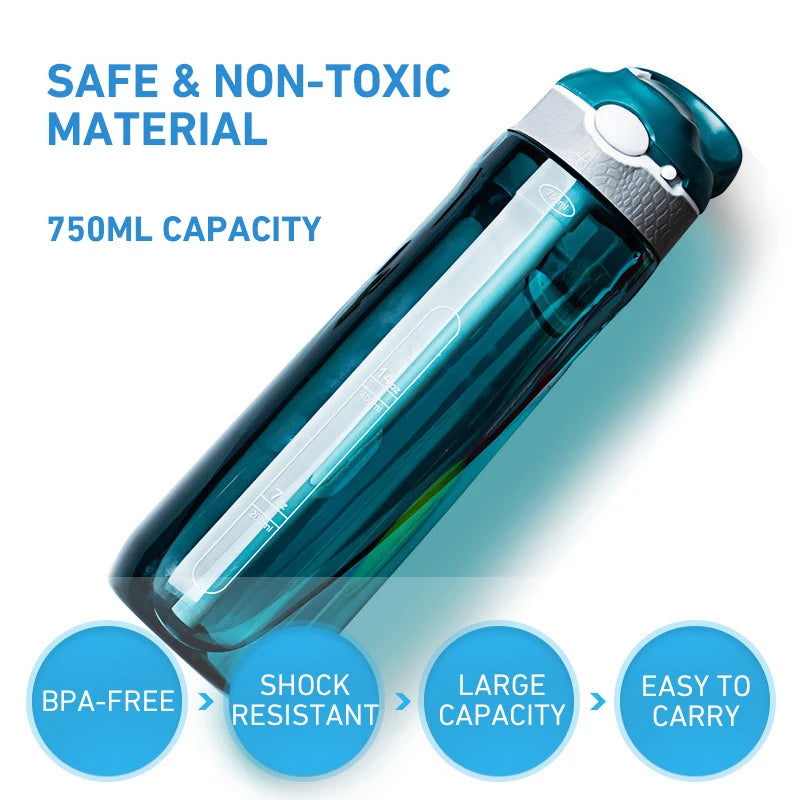 Portable Water Filter Bottle 750ml Outdoor Drinking Bottle with Built-In Filtration