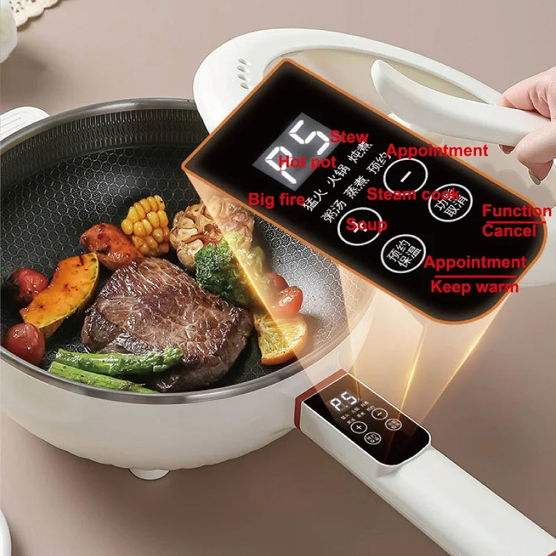 Electric Hot Pot 4.5L 1350W Non-Stick Multi-Function Cooking Pot with Steamer 220-240V