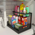 Under Sink Organizer 2 Tier Pull Out Cabinet Storage Shelf Metal Slide Out Kitchen and Bathroom Organizer