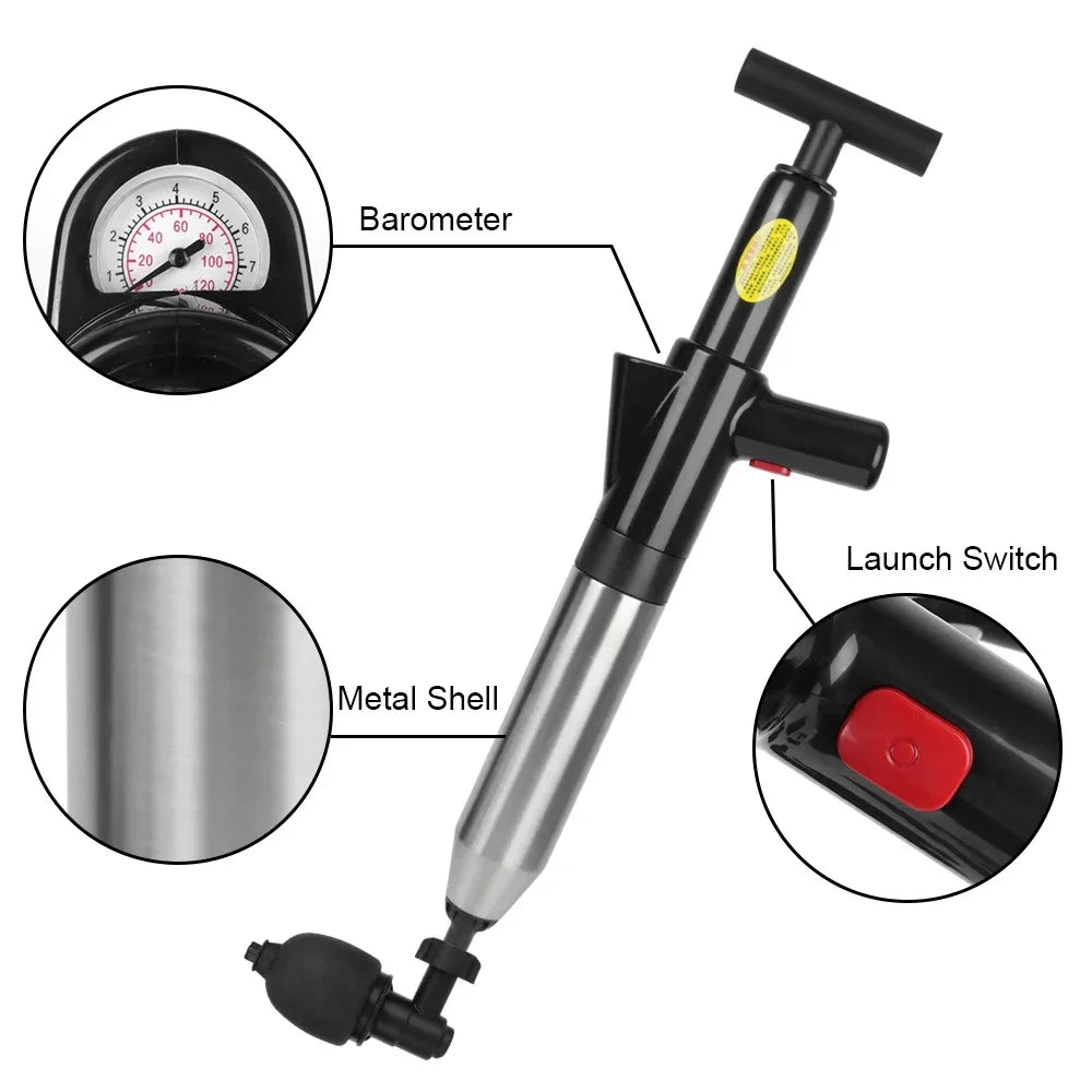 Manual Air Pressure Drain Cleaner Portable Toilet and Sink Unclogger Pump Tool