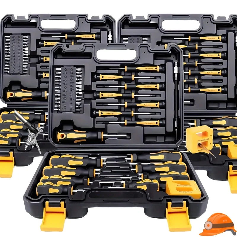 Heavy Duty Precision Screwdriver Set with Magnetic Bit Holder and Portable Carry Case