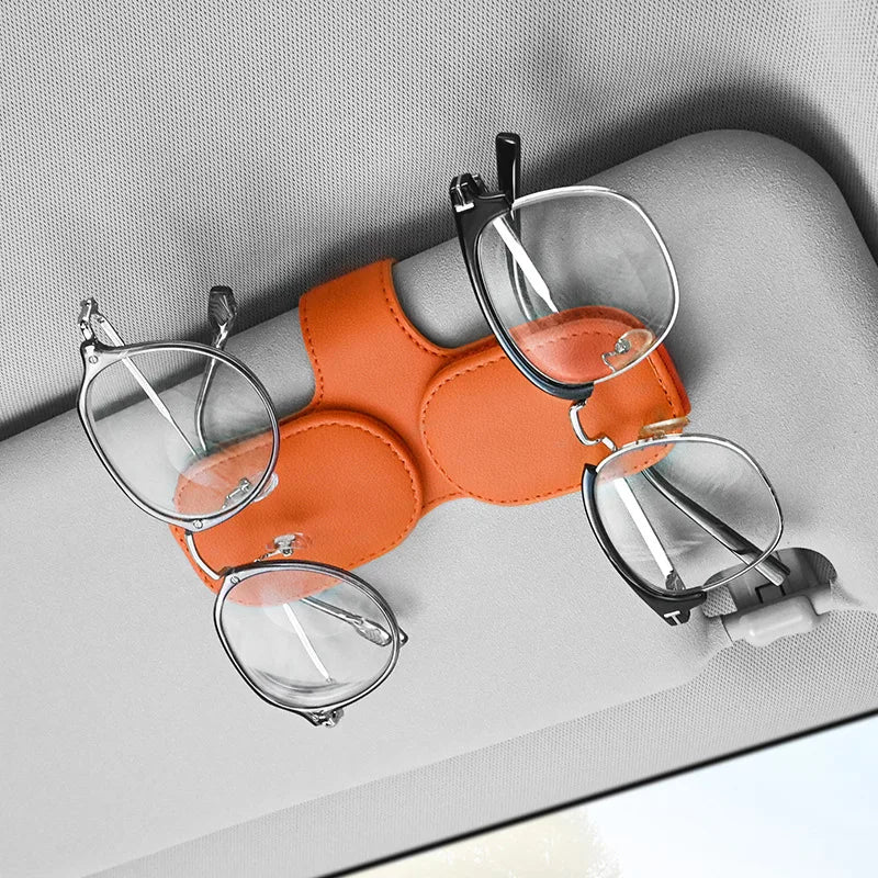 Portable Car Sunglasses Holder Double Clip Visor Organizer for Glasses Cards and Bills