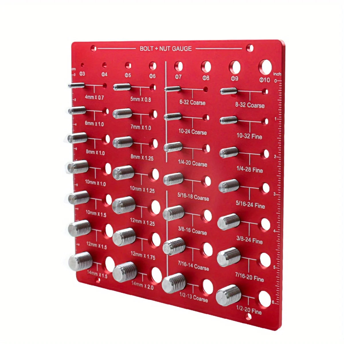 Nut Bolt Thread Checker Tool 28 Size Metric Imperial Aluminum Alloy Thread Identification Gauge