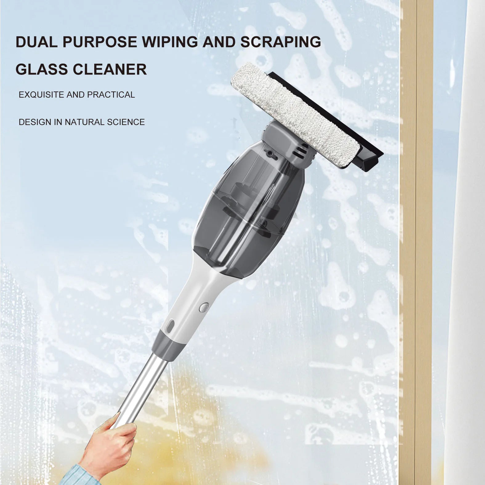Cordless Electric Window Cleaner with USB Rechargeable Battery and Multifunctional Squeegee
