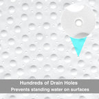 Non-Slip Corner Bath Mat 54cm PVC Shower Floor Mat with Suction Cups and Quick Drainage Design