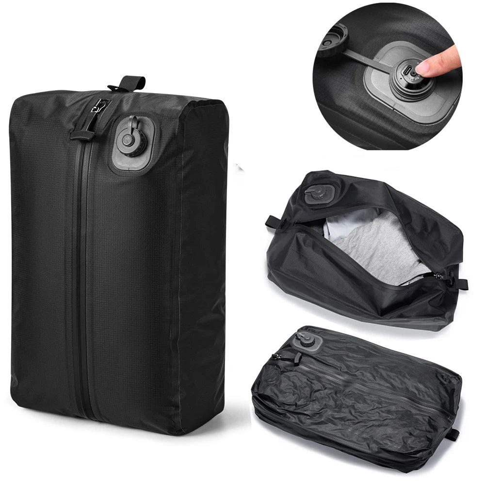 Portable Automatic Vacuum Compression Storage Bag with Built-In Pump Foldable Travel Packing Bag