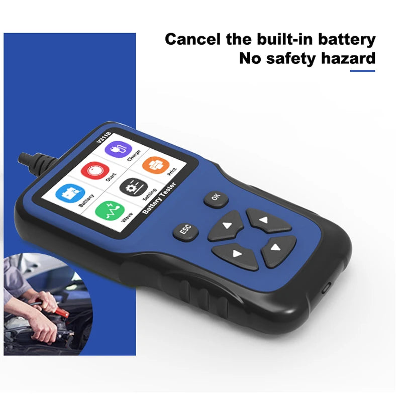 Portable 12V Car Battery Detector with Digital Display Automotive Testing Tool