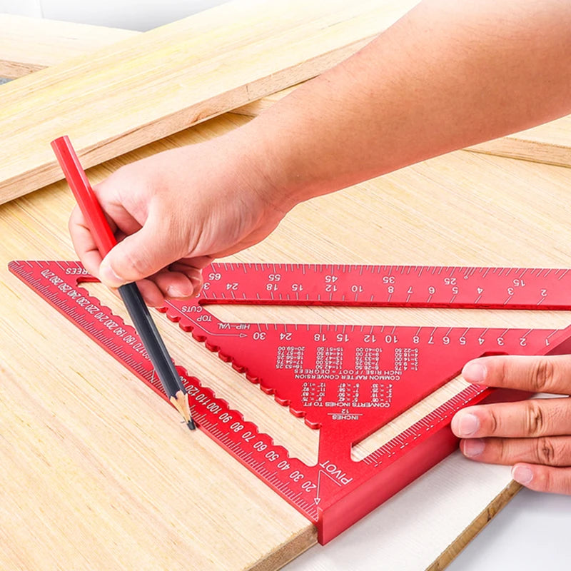 7 Inch Aluminium Alloy Speed Square Triangle Ruler Carpenter Measuring Tool with Metric and Imperial Scale