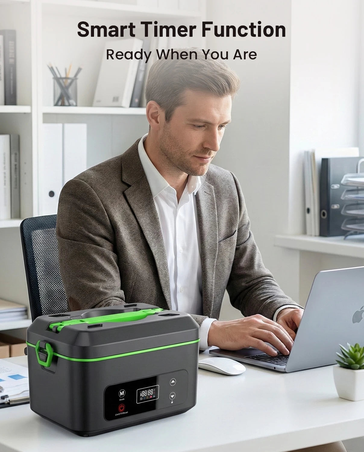 Cordless Electric Lunch Box 1.2L Rechargeable Food Warmer 100W with Carry Bag and Battery