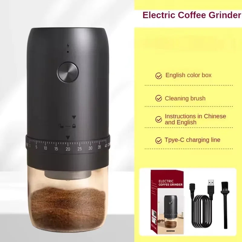 Portable Rechargeable Coffee Grinder with 40 Adjustable Grind Settings Ceramic Burr Type-C Charging