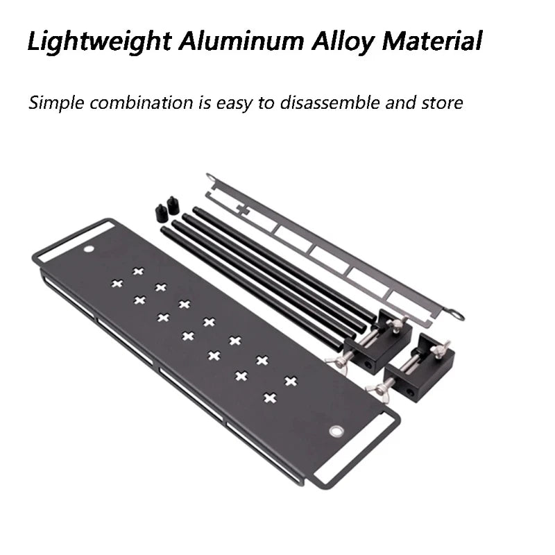 Detachable Aluminum Camping Table Organizer Rack with Shelf and Hanging Bar