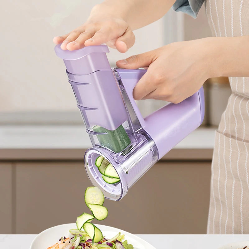 Portable Electric Cheese Grater Salad Maker 40W with 4 Stainless Steel Blades Vegetable Slicer
