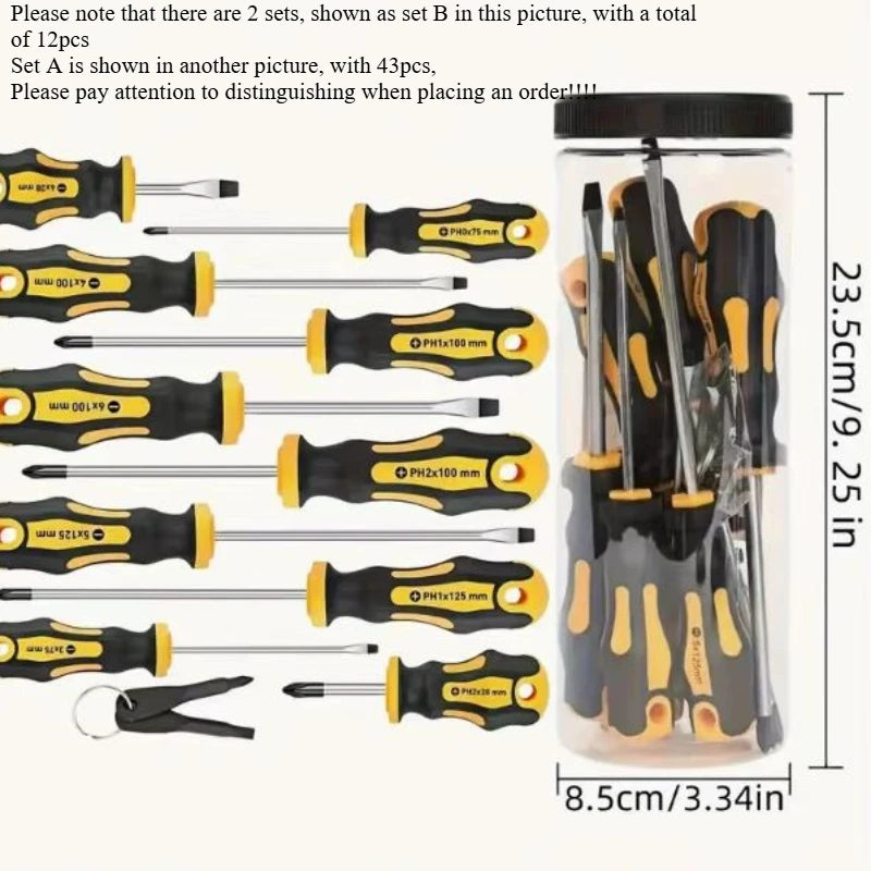 Heavy Duty Precision Screwdriver Set with Magnetic Bit Holder and Portable Carry Case