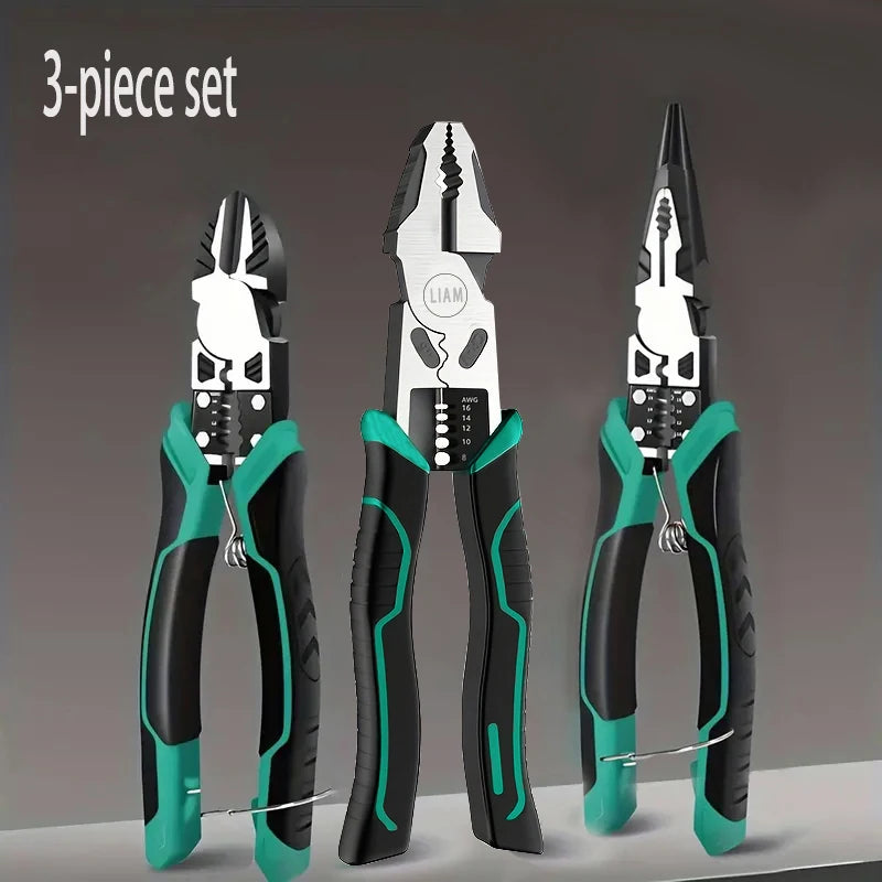 Heavy Duty Alloy Electrician Pliers – Multifunction Wire Cutter & Needle Nose Diagonal Cutting Tool Set