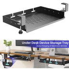 Under Desk Storage Tray No Drill Metal Laptop Mount Cable Management Organizer Rack