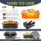 Electric Lunch Box 1.8L Portable Food Warmer 75W Leakproof for Car Truck Office with Carry Bag