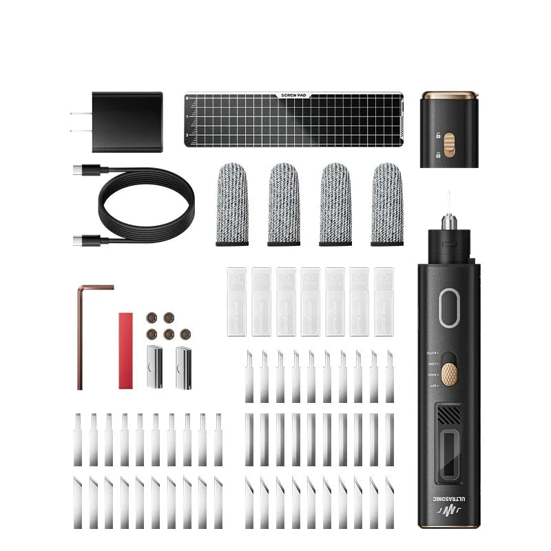 Portable 2-in-1 Ultrasonic Cutting and Polishing Tool 35kHz Precision Engraving Cutter with LED Light
