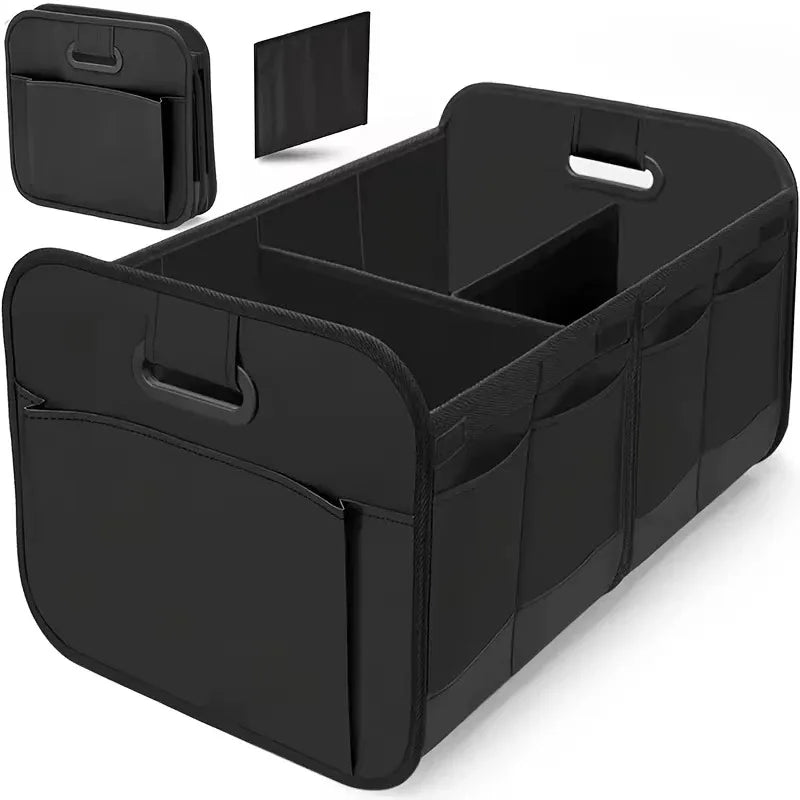 Collapsible Car Trunk Storage Organizer Box 600D Oxford Fabric with Multiple Compartments and Reinforced Handles