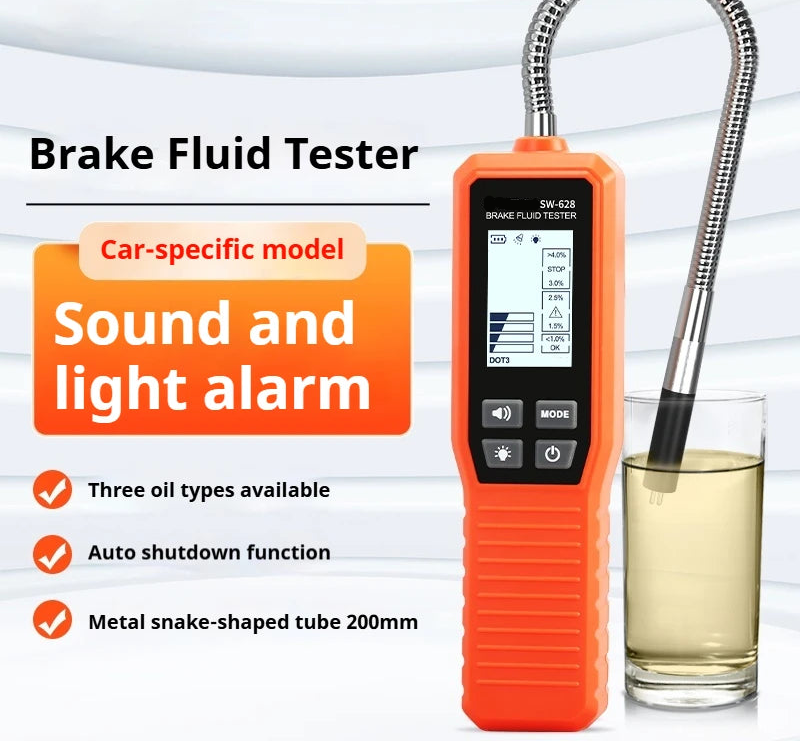 Brake Fluid Moisture Tester Digital LCD Display with Flexible Probe for DOT3 DOT4 DOT5.1