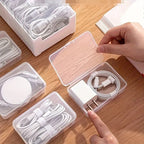 Desktop Cable Organizer Storage Box with 7 Compartment Cases for Data Cables Chargers and Small Accessories